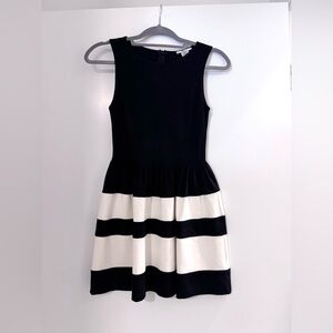 Bar III Black & White Striped Fit-and-Flare Dress GUC